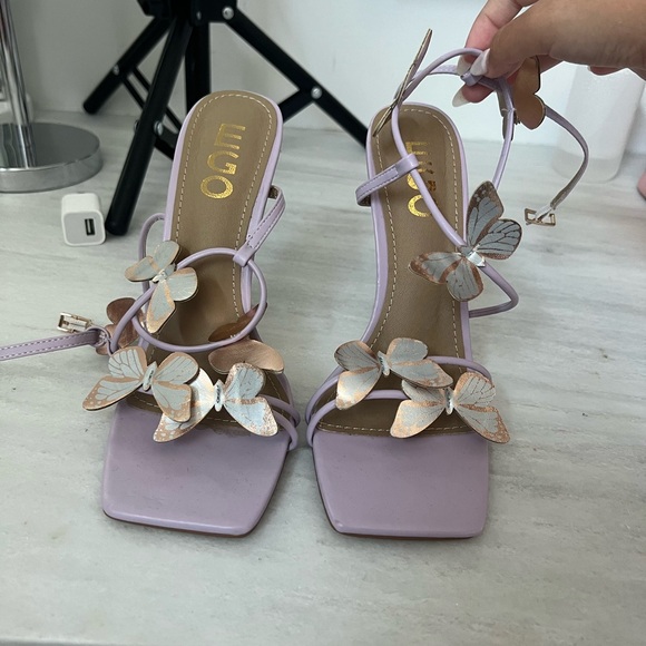 Purple butterfly heels clear heel - Picture 2 of 5